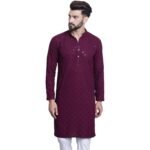 (Since 1958 Men's Pure Cotton Purple Sequence Only Long Kurta