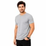 Cotton Blend T-Shirt for Mans, Classy Look Regular Fit Half Sleeve, Solid Plain Men T-Shirt, Light Grey (in, Alpha, Regular, 1)