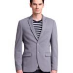 Men's Solid Full Sleeves Regular Fit Notch Lapel Collar Polyester Blazer Grey