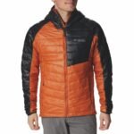 Men Platinum Peak Hooded Nylon Polyester Jacket (WO2808-858-Large_Warm Copper, Black)